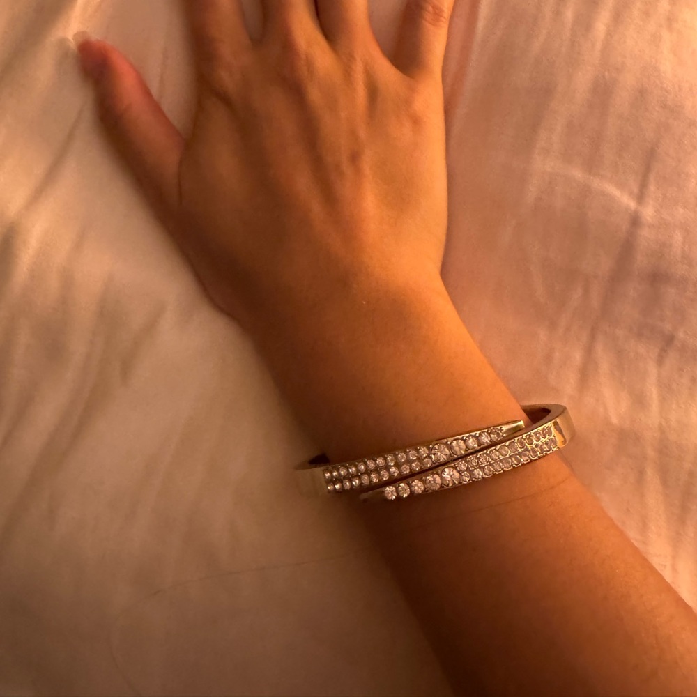 Gold Cuff Bracelet with Rhinestones